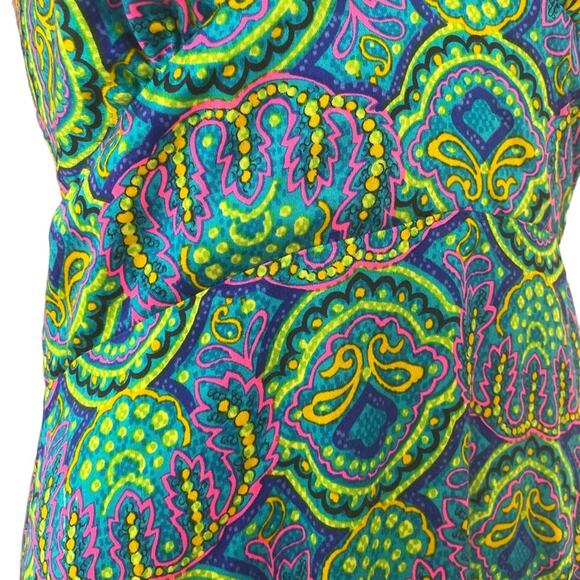 VTG The Sample Shop Waikiki 70s paisley graphic halter maxi dress size 12 - Picture 4 of 14
